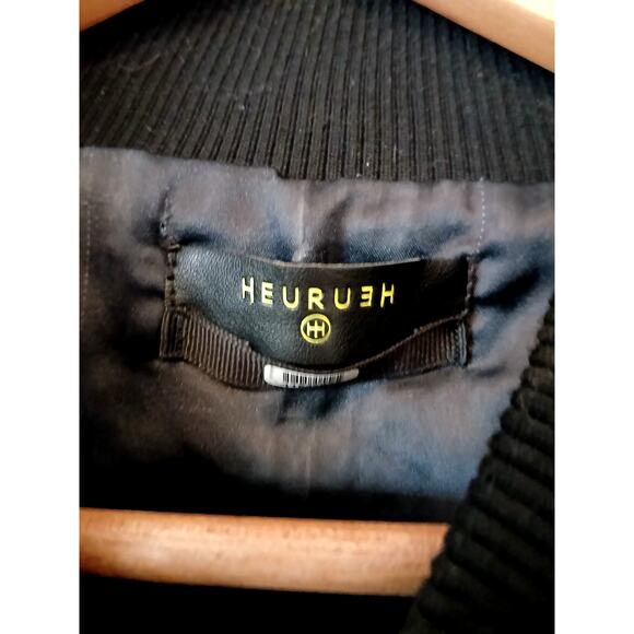 Heurueh Real People Faux Fur Bomber Jacket Black Designer Graffiti Back - Picture 4 of 8